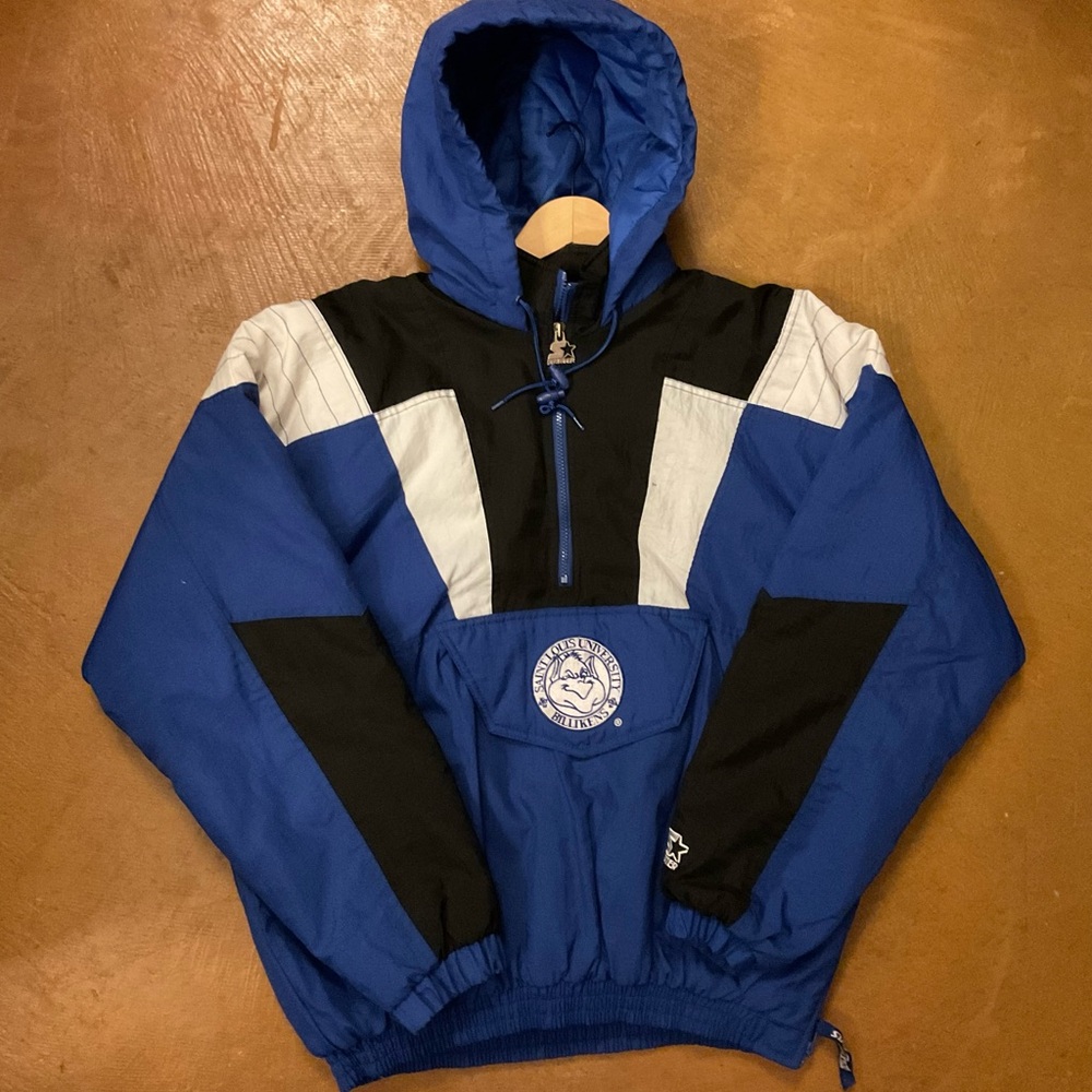 STARTER Blue and Black Bomber Jacket